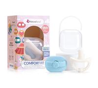 NatureBond Lot de 2 Sucette en silicone pour nouveau-né + étui à tétine | Binkies pour bébé | Sucette en silicone de qualité alimentaire sans BPA (0-6 Mois, Bleu et blanc)