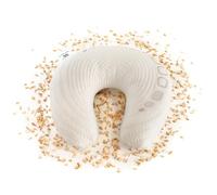 NATURECA - Coussin de Voyage en épeautre, Oreiller épeautre avec Housse Amovible Bambou, Oreiller de Voyage 100% Bio en vannerie d'épeautre, 35 x 33 cm