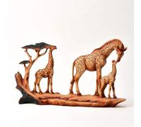 Naturecraft Figurine décorative en forme de famille de girafes marchantes effet bois