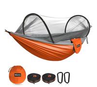 NATUREFUN Hamac de Camping Ultra-léger Hamac en Filet Anti-moustiques | Capacité de Charge de 300 kg,Nylon de Parachute Respirant à séchage Rapide | 2 mousquetons Haut de Gamme,2 x élingues en Nylon