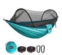 NATUREFUN Hamac de Camping Ultra-léger Hamac en Filet Anti-moustiques | Capacité de Charge de 300 kg,Nylon de Parachute Respirant à séchage Rapide | 2 mousquetons Haut de Gamme,2 x élingues en Nylon