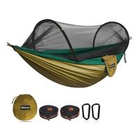 NATUREFUN Hamac de Camping Ultra-léger Hamac en Filet Anti-moustiques | Capacité de Charge de 300 kg,Nylon de Parachute Respirant à séchage Rapide | 2 mousquetons Haut de Gamme,2 x élingues en Nylon