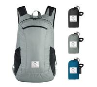 Naturehike 30D Nylon Ultra léger Sac à dos Pliable étanche pour la Randonnée, le Camping, les Voyages en Plein Air(Gris 18L)