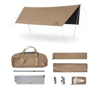 Naturehike Bâche de tente de camping avec poteaux, imperméable en polyuréthane 18 000 mm +, anti-UV UPF2000+, abri solaire de camping, auvent pour fête en plein air, pique-nique (4 x 2,9 m)
