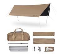 Naturehike Bâche de tente de camping avec poteaux, imperméable en polyuréthane 18 000 mm +, anti-UV UPF2000+, abri solaire de camping, auvent pour fête en plein air, pique-nique (5 x 3,8 m)