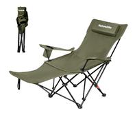Naturehike Chaise de camping pliable 2 en 1 - 150 kg - Avec repose-pieds - Avec dossier réglable à 3 positions - Avec porte-gobelet - Pour extérieur, plage, pêche (vert)
