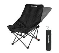 Naturehike Chaises de camping de luxe pour adultes - Portable - Dossier haut - Chaise de jardin surdimensionnée - Confortable - Rembourrée - 3 cm - Charge maximale : 120 kg - Réglable - Noir