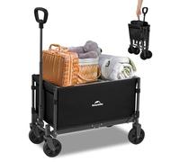 Naturehike Chariot à main pliable - Charge maximale : 120 kg - Très grande capacité en plein air - Pliable - Avec chariot réglable - Pour le camping, le shopping, la plage (noir, M)