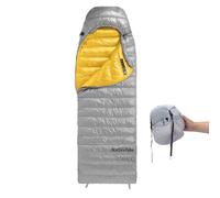 Naturehike Sac de couchage ultra léger en duvet pour temps froid, 650 FP - Sac de couchage compact 3 à 4 saisons pour adultes et enfants, randonnée, voyage avec sac de compression (gris, taille L)