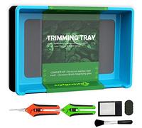 Naturehydro Plateau de coupe avec outils de tamis à sec pour pollen et herbes avec écran 2 en 1 tamis à herbes 150 microns 2 ciseaux et brosse (bleu)