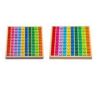 Natureich Lot de 2 planches à calculer - 1 x 1 - Division - Planche de multiplication - Apprentissage partagé pour élèves du primaire - Table de multiplication - Cubes en bois