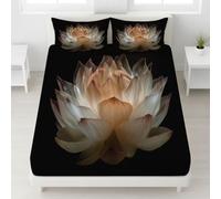 Naturel Drap Housse, 200 x 200 x 30 cm,Polyester Microfibre Coins Élastiqués Feuille pour Matelas Épais jusqu'à 30 cm (12"), Photoréaliste Lotus Dégradé Éthéré Drap Housse