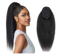 Naturel Extension de cheveux brésiliens Remy lisses, queue de cheval avec cordon de serrage, for femmes Aspect parfait(26inches)