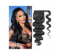 Naturel Extension de cheveux naturels ondulés, queue de cheval, postiche bouclé, cheveux Remy, for femmes Aspect parfait(10inches)