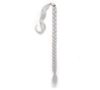 Naturel Extension de queue de cheval synthétique longue tressée avec élastique à cheveux, extensions de cheveux lisses à enrouler Aspect parfait(LIGHT GRAY)