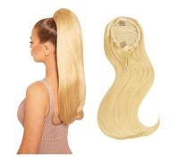Naturel Extension queue de cheval avec cordon de serrage, cheveux humains Remy lisses, for femmes Aspect parfait(18inches)