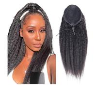 Naturel Extension queue de cheval crépue et lisse, cheveux brésiliens naturels, avec cordon de serrage, for femmes Aspect parfait(18inches)