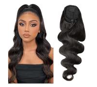 Naturel Extensions de cheveux à clip, queue de cheval ondulée, queue de cheval à cordon, cheveux brésiliens naturels Aspect parfait(18inches)