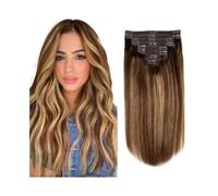 Naturel Extensions de cheveux à clipser 100% cheveux humains lisses non traités, double trame, for femme Extension Cheveux(22inches)