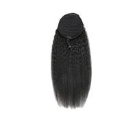 Naturel Extensions de cheveux brésiliens crépus lisses avec cordon de serrage, queue de cheval Remy avec clip Aspect parfait(18inches)