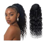 Naturel Extensions de cheveux brésiliens ondulés avec cordon de serrage, queue de cheval à clips Aspect parfait(26inches)