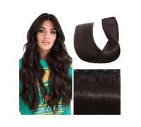 Naturel Extensions de cheveux humains à clipser brun foncé, 5 clips, tête 3/4 complète, extension de cheveux Remy à clipser for femmes Extension Cheveux(20 INCHES)