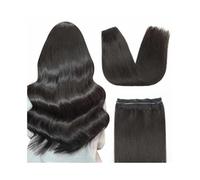 Naturel Extensions de cheveux naturels lisses et dégradés #1B, 100 g, avec ligne de poisson transparente Extension Cheveux(22 inches)