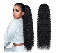 Naturel Extensions de cheveux queue de cheval ondulées profondes avec cordon de serrage, cheveux humains brésiliens Remy Aspect parfait(10inches)