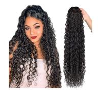 Naturel Extensions de queue de cheval bouclées à clipser, perruque queue de cheval à cordon, cheveux humains longs et ondulés Aspect parfait(26inches)
