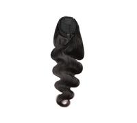 Naturel Extensions de queue de cheval en cheveux humains ondulés for femmes, avec cordon de serrage et clip Aspect parfait(28inches)
