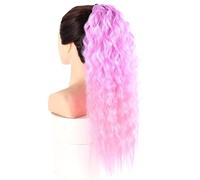 Naturel Extensions de queue de cheval synthétiques bouclées et crépues, postiche cosplay avec cordon de serrage Look époustouflant(2403AT2311)