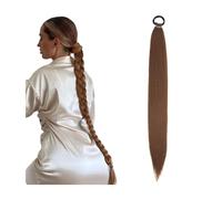 Naturel Extensions de queue de cheval tressées à faire soi-même, synthétiques, avec élastique à cheveux Look époustouflant(8)