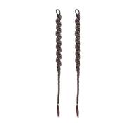 Naturel Extensions de queue de cheval tressées longues avec élastique, 2 pièces, extensions de cheveux synthétiques tressées en arête de poisson Aspect parfait(Dark Brown,24inches)