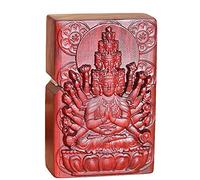 Naturel Huanghuali Palissandre sculpté Briquet Coquille Boîte pour Module Zippo D'insertion Kit (1000 Bras d'Avalokiteshvara la déesse 3#)