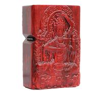 Naturel Huanghuali Palissandre sculpté Briquet Coquille Boîte pour Module Zippo D'insertion Kit (4 Bras de Bouddha Chenrezig)