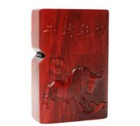 Naturel Huanghuali Palissandre sculpté Briquet Coquille Boîte pour Module Zippo D'insertion Kit (Diagrammes de Vache et taoïste)