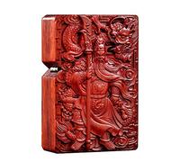 Naturel Huanghuali Palissandre sculpté Briquet Coquille Boîte pour Module Zippo D'insertion Kit (Guan Gong YU Dragon Warrior 3#)