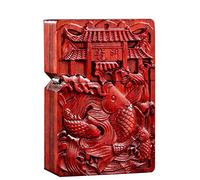 Naturel Huanghuali Palissandre sculpté Briquet Coquille Boîte pour Module Zippo D'insertion Kit (Le Poisson Saute la Porte du Dragon)