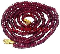 Naturel indien Grenat 3-4 mm Perles Rondelles à facettes de 106,7 cm de long collier de perles, grenat Collier de perles Bijoux, exclusivement par M.k. Creations, perles de grenat Pierre précieuse