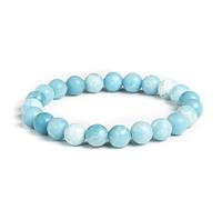 Naturel Larimar Pierre Perlé Bracelet Femmes Mode Bleu Mer Rayé Perles Rondes Bracelets Charme À La Mode Stretch Bracelets Femme Pour Des Cadeaux D'Ami