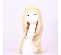 Naturel longue droite avec frange blonde dentelle perruque avant pour femme chaleur fibre synthétique cosplay de cosplay synthétique 20inches chenghuax