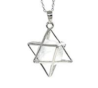 Naturel Merkaba Star Pendant Pendentif Crystal Cristal Quartz Opalite Opal Chanceux Perles rondes Reiki Pierre Pendentif Bijoux-Cristal de roche_CHINE