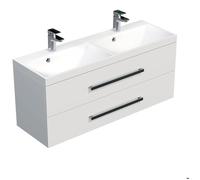 Naturel - Meuble salle de bain 120 x 40 cm avec double vasque blanc brillant / naturel Cube Way (CUBE2120ZBL)