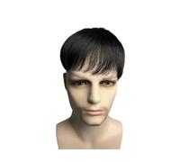 Naturel noir cheveux humains Topper pour hommes, 2,5 pouces clip de perruques courtes en HairExtensions pour la calvitie et perte Hairline Fine(14x21cm)