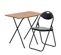 Naturel/Noir Pliant Ensemble Bureau et Chaise en Bois Étude Ordinateur Portable
