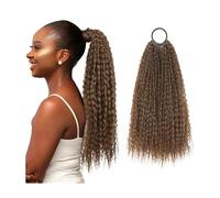 Naturel Perruque synthétique Cheveux longs bouclés Tête explosive Queue de cheval en forme de moustache de maïs for femmes Look époustouflant(#6)