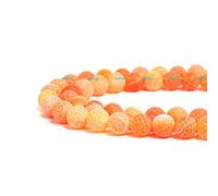 Naturel Pierre Précieuse Ronde Naturelles Perles de Rondes，Cristal Energy Pierre Pouvoir de Guérison，Pour la Fabrication de Bijoux-Colliers et Bracelets (Agate Craquelée Givrée Orange, 8mm)