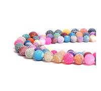 Naturel Pierre Précieuse Ronde Naturelles Perles de Rondes，Cristal Energy Pierre Pouvoir de Guérison，Pour la Fabrication de Bijoux-Colliers et Bracelets (Agate Craquelée Givrée Multicolore, 8mm)