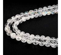 Naturel Pierre Précieuse Ronde Naturelles Perles de Rondes,Cristal Energy Pierre Pouvoir de Guérison,Pour la Fabrication de Bijoux-Colliers et Bracelets-Longueur 40cm (Cristal de Roche Craqué, 4mm)