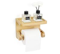 Naturel Porte Papier Toilette Bois, Derouleur Papier Toilette Murale Bois, Porte-Papier Hygiénique à Installation Rapide pour Coller ou Percer, pour dans Salle de Bains, Toilet（Naturelle）